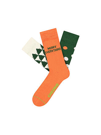 CHEERIO | Freizeitsocken Christmas Merry in Style 3er Pack | orange