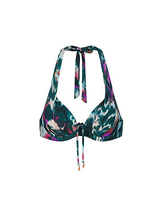 CYELL | Damen Bikinioberteil Ikat Teal | dunkelgrün