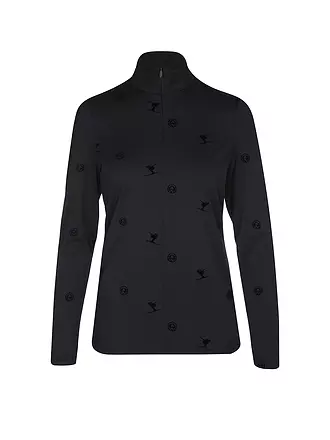 SPORTALM | Damen Unterzieh Zipshirt mit Flock-Print | schwarz