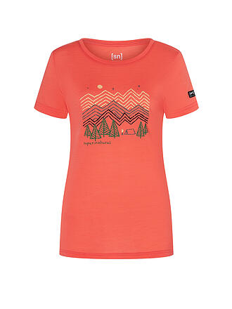 SUPER NATURAL | Damen Funktionsshirt Camping Nights | koralle