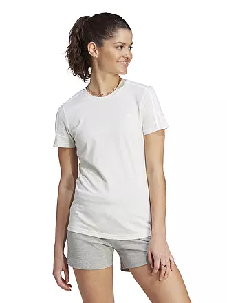 ADIDAS | Damen T-Shirt  LOUNGEWEAR Essentials Slim 3-Streifen | weiss