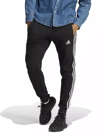 ADIDAS | Herren Jogginghose Essentials French Terry Tapered Cuff 3-Streifen | schwarz