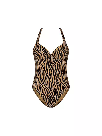 BEACHLIFE | Damen Badeanzug Zebra push-up | beige