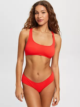 ESPRIT | Damen Bikinioberteil Crop mit wattierten Cups | rot