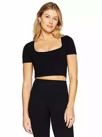 FABLETICS | Damen Fitnessshirt Sleek Seamless Cropped | schwarz