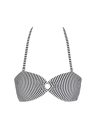 HOT STUFF | Damen Bikinioberteil Bandeau Stripes | weiss
