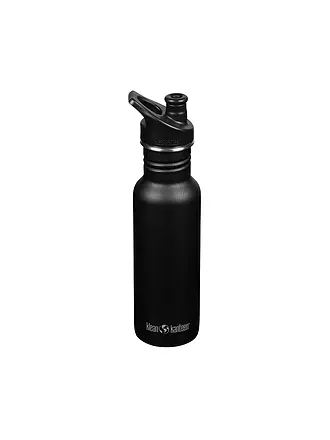 KLEAN KANTEEN | Edelstahl Trinkflasche Classic 532ml Sport Cap Brushed Stainless | schwarz