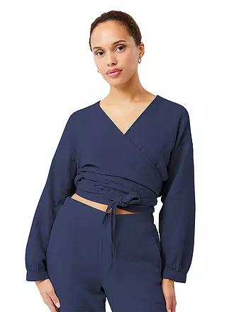 MANDALA | Damen Yogashirt Wrap Mousselin | dunkelblau