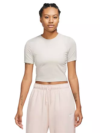 NIKE | Damen T-Shirt Sportswear Essential Cropped | beige