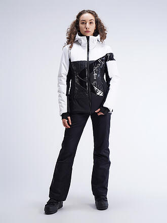 SPORTALM | Damen Skijacke in gekonntem Materialmix und Colour Blocking | schwarz