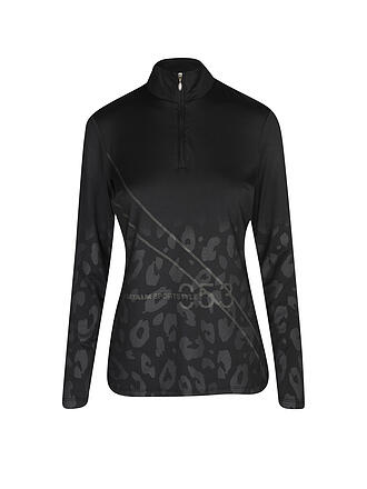 SPORTALM | Damen Unterzieh Zipshirt mit Motiv in metallic icegold | schwarz