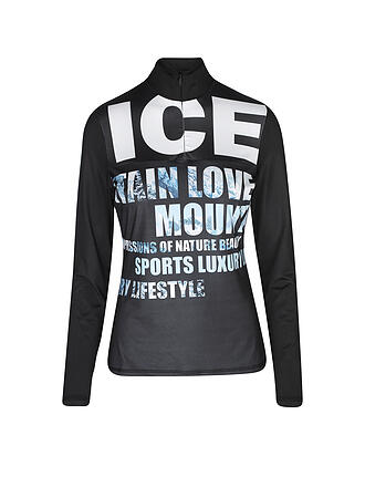SPORTALM | Damen Unterzieh Zipshirt mit Wordingdruck | schwarz