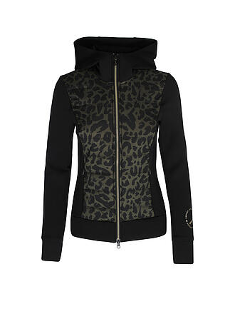 SPORTALM | Damen Unterziehjacke mit wattiertem Leoparden Vorderteil | schwarz
