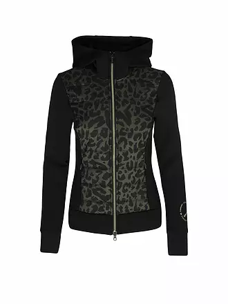SPORTALM | Damen Unterziehjacke mit wattiertem Leoparden Vorderteil | schwarz