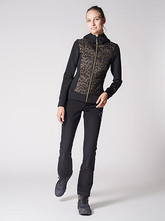 SPORTALM | Damen Unterziehjacke mit wattiertem Leoparden Vorderteil | schwarz
