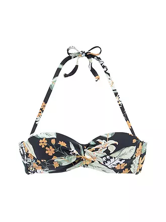 SUNSEEKER | Damen Bikinioberteil  Bandeau Bügel Rust-Print | schwarz