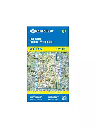 TABACCO | Wanderkarte 07, Alta Badia/Gadertal, Arabba, Marmolada 1:25.000 | keine Farbe