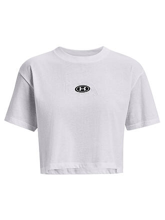 UNDER ARMOUR | Damen T-Shirt UA Branded Logo Crop | weiss