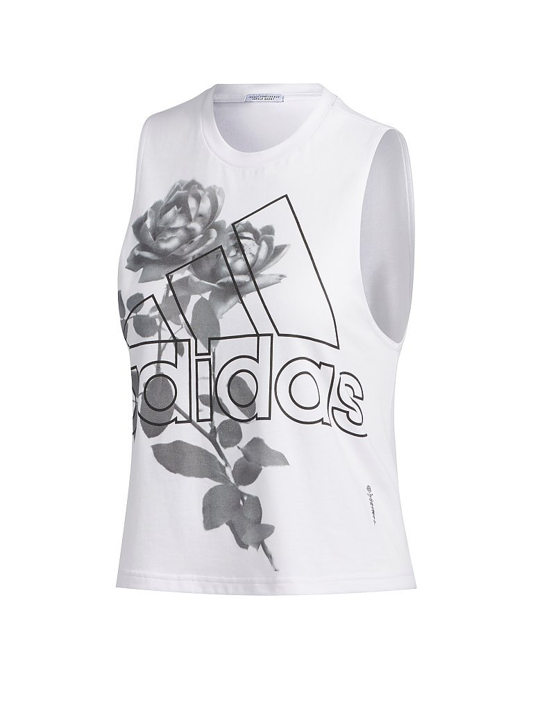 ADIDAS Damen Fitness-Tank Logo Cropped Print weiß | L