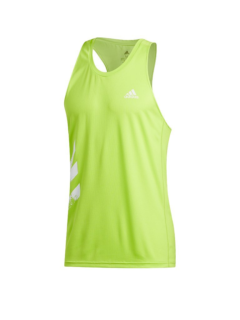 ADIDAS Herren Laufsinglet Own the Run 3-Streifen grün | M