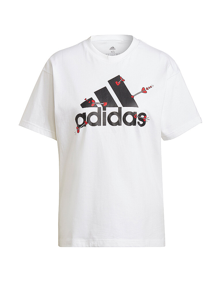 ADIDAS Damen T-Shirt Valentine Graphic weiß | XS