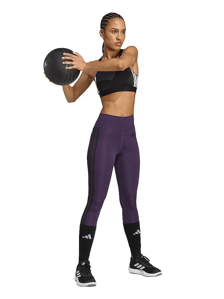 ADIDAS Damen Fitnesstight Optime Essentials 3-Streifen 7/8 lila | XL — Bild 3
