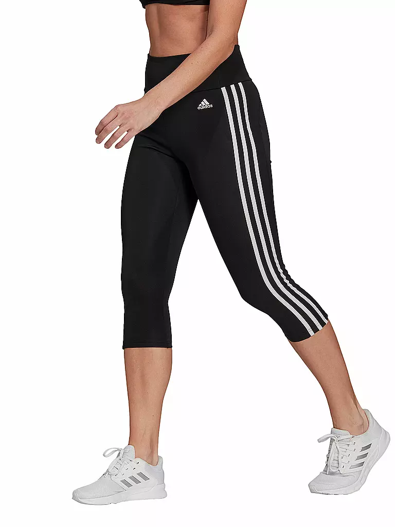 ADIDAS | Damen Fitnesstight Designed To Move High-Rise 3-Streifen 3/4 | schwarz