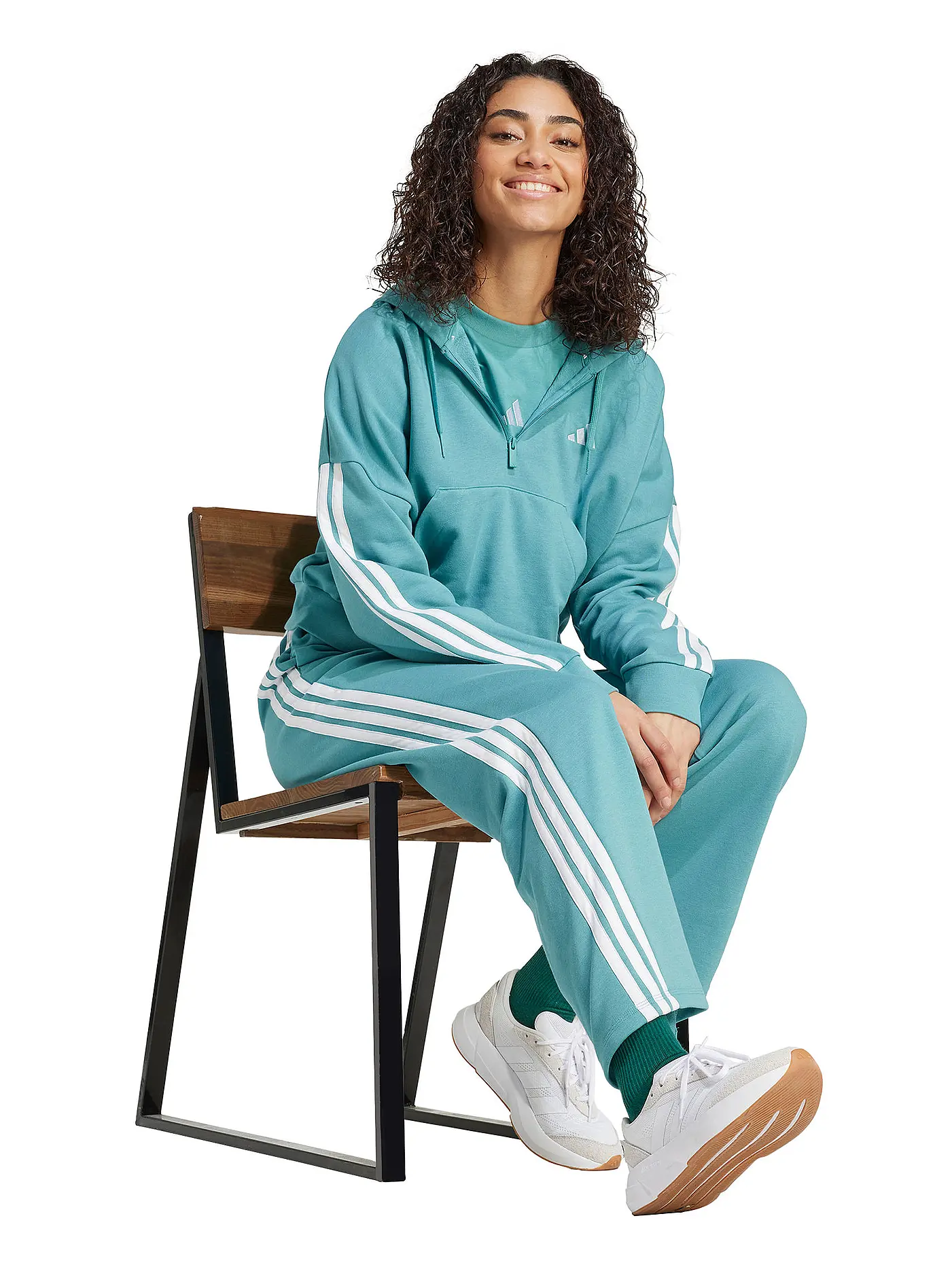 ADIDAS | Damen Hoodie Half Zip 3S | petrol