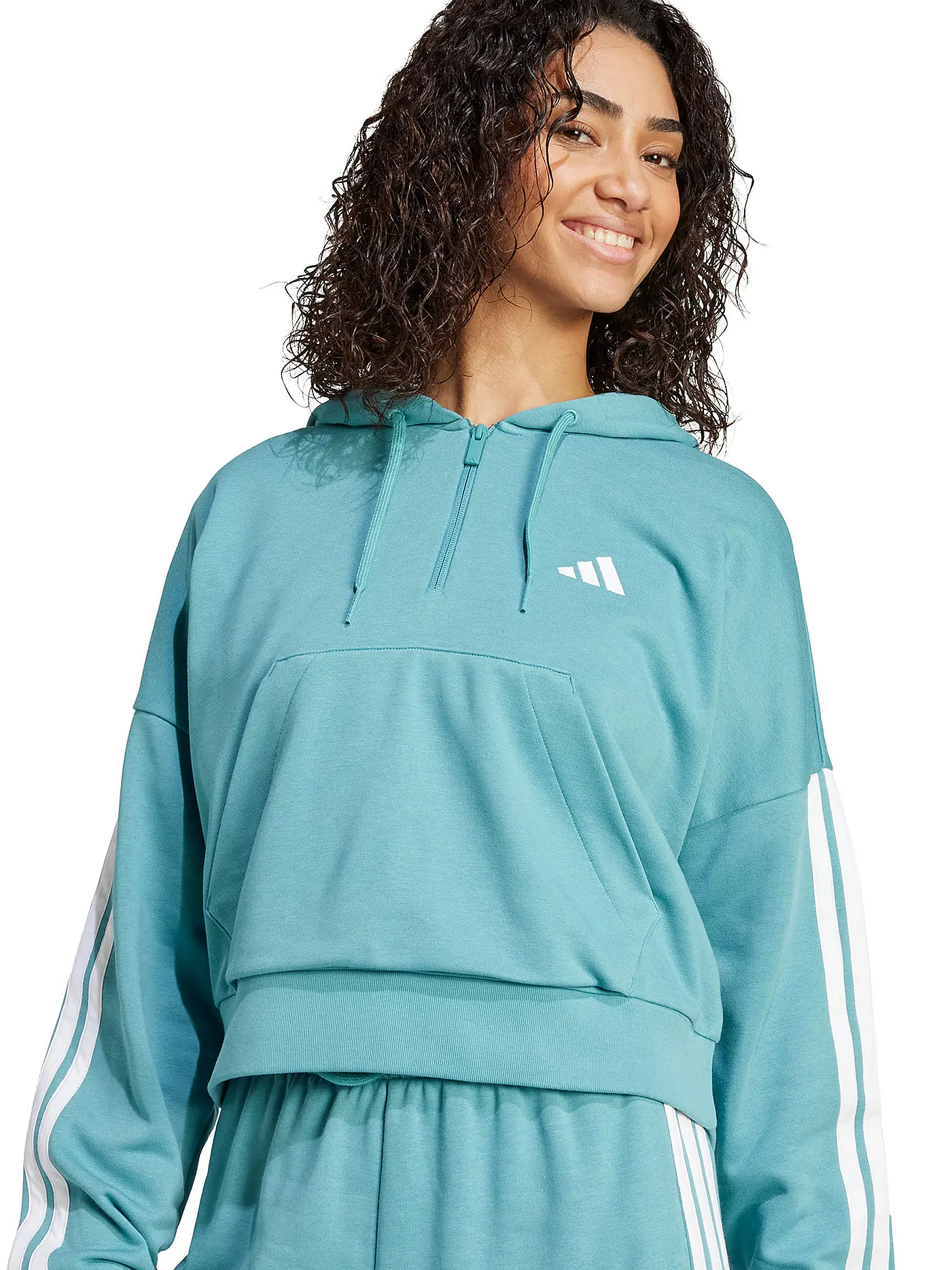 ADIDAS | Damen Hoodie Half Zip 3S | petrol