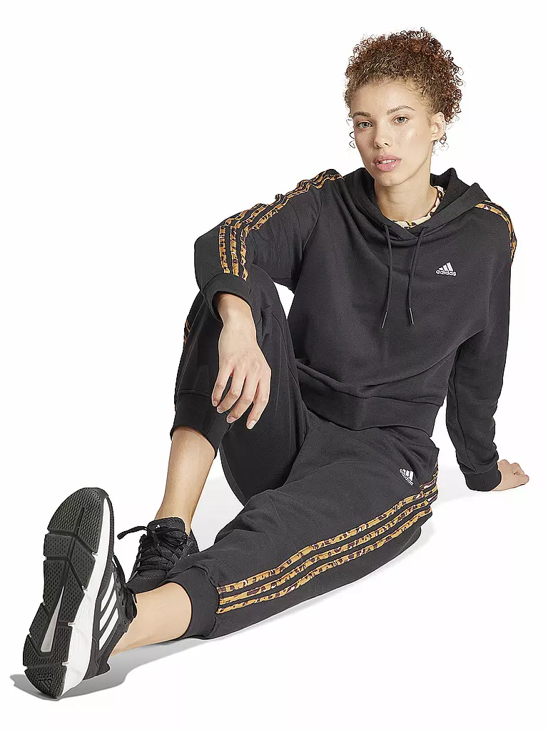 ADIDAS | Damen Jogginghose Essentials 3-Streifen Animal-Print 7/8 | schwarz