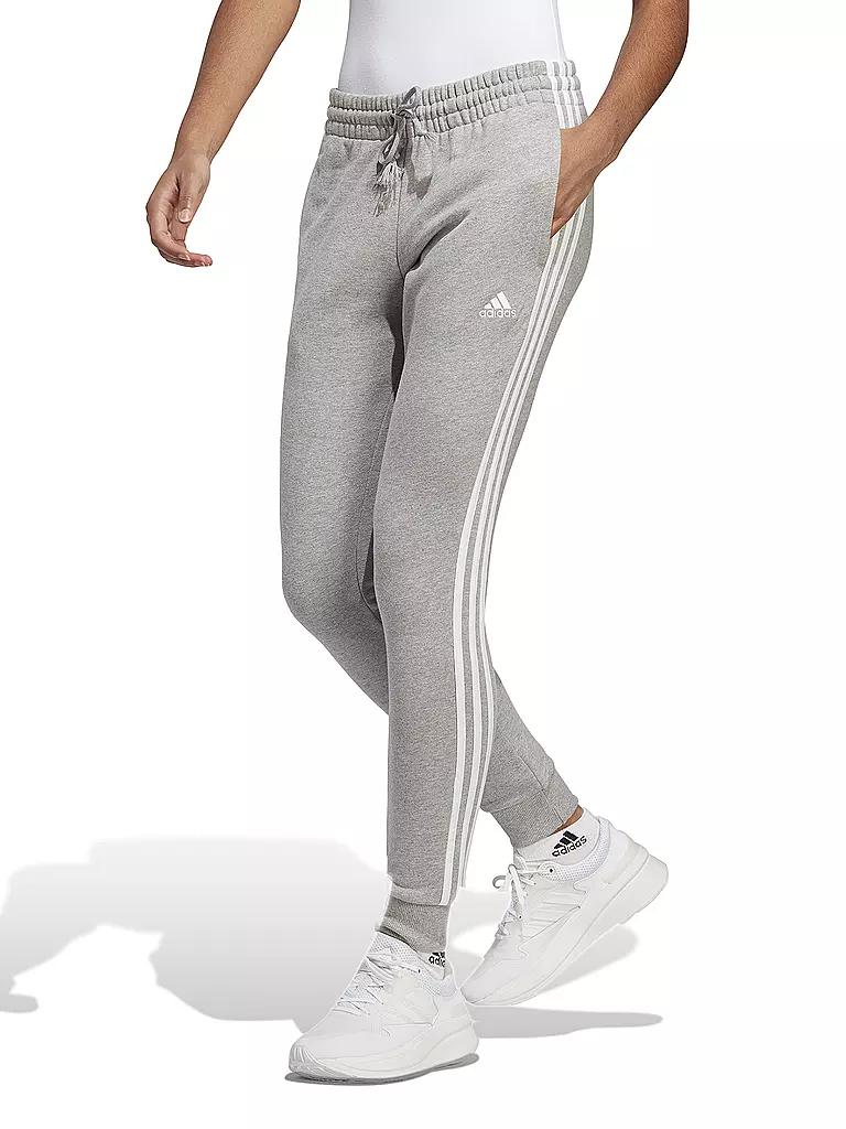 ADIDAS | Damen Jogginghose Essentials 3-Stripes French Terry Cuffed | hellgrau