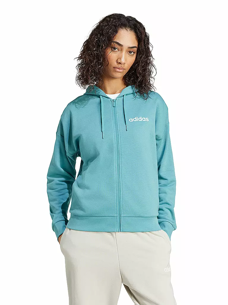 ADIDAS | Damen Kapuzenjacke 	Essentials Linear French Terry | petrol