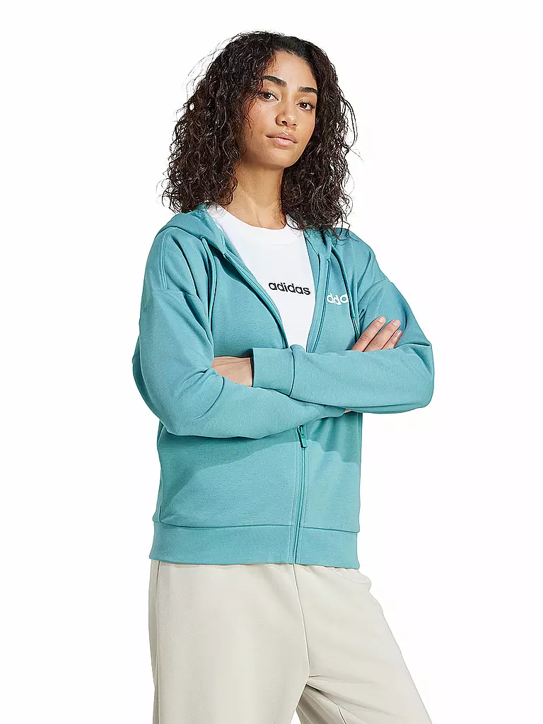ADIDAS | Damen Kapuzenjacke 	Essentials Linear French Terry | petrol