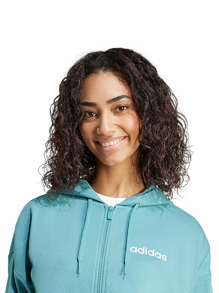 ADIDAS | Damen Kapuzenjacke 	Essentials Linear French Terry | petrol