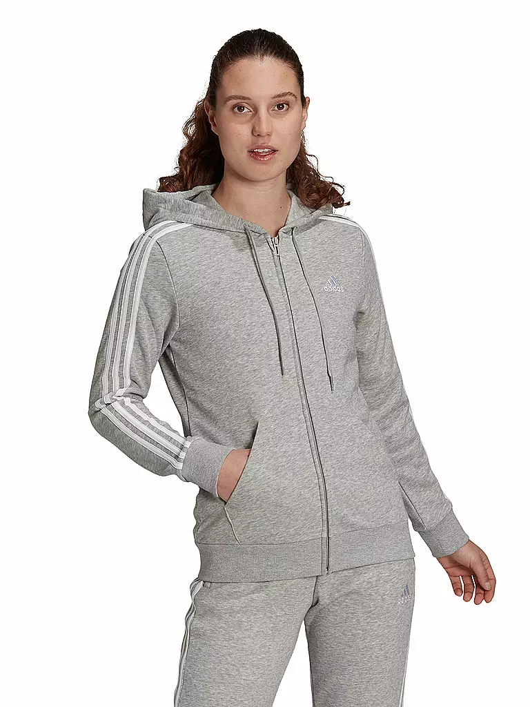 ADIDAS | Damen Kapuzenjacke 3-Streifen | grau