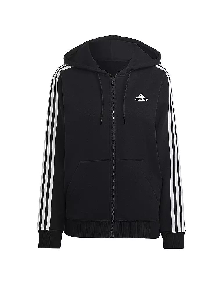 ADIDAS | Damen Kapuzenjacke Essentials 3-Streifen French Terry Regular | schwarz