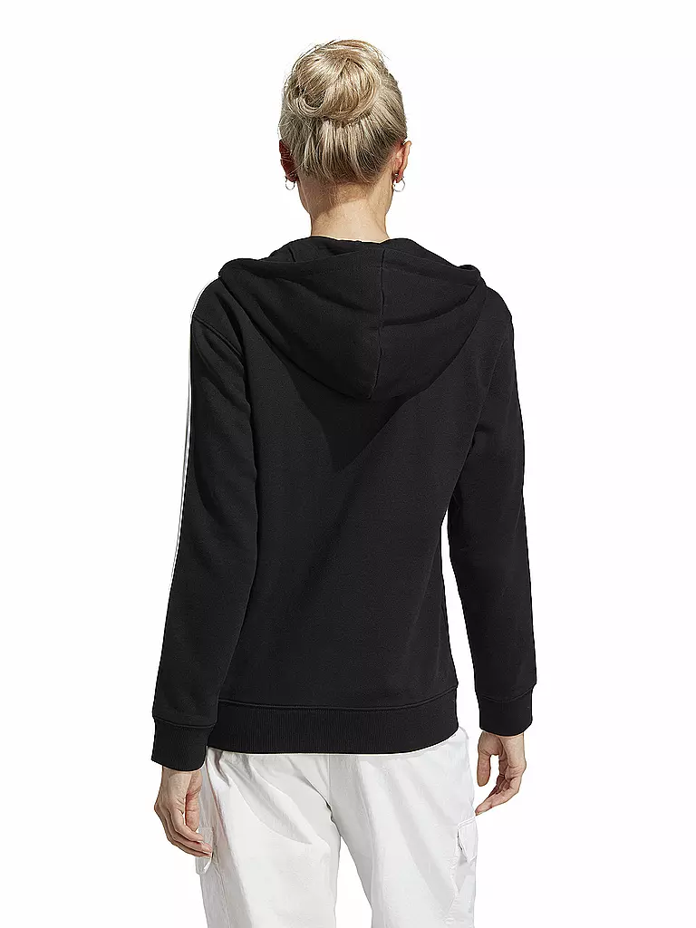 ADIDAS | Damen Kapuzenjacke Essentials 3-Streifen French Terry Regular | schwarz