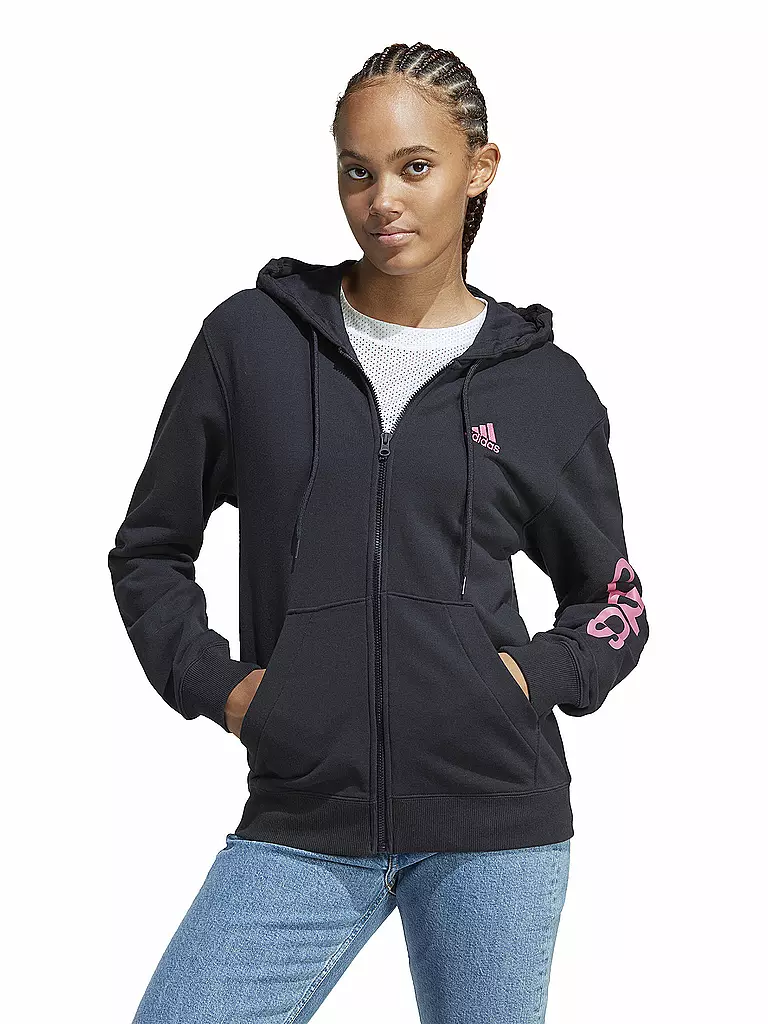 ADIDAS | Damen Kapuzenjacke Essentials Linear French Terry | schwarz