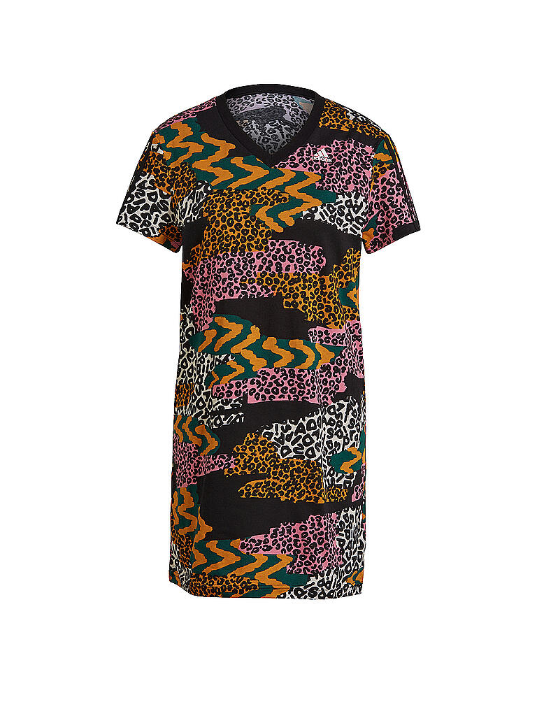 ADIDAS | Damen Kleid FARM Rio 3-Streifen Print Cotton V-Neck | schwarz