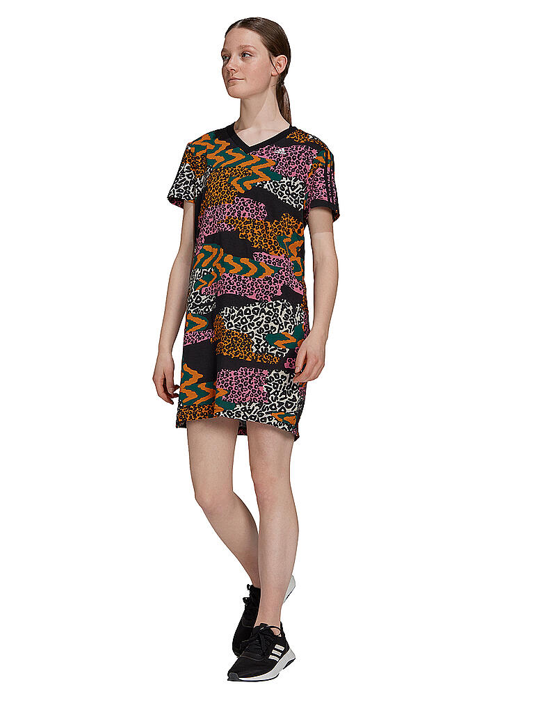 ADIDAS | Damen Kleid FARM Rio 3-Streifen Print Cotton V-Neck | schwarz