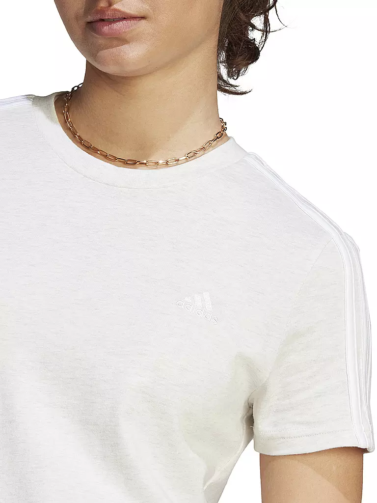 ADIDAS | Damen T-Shirt  LOUNGEWEAR Essentials Slim 3-Streifen | weiss