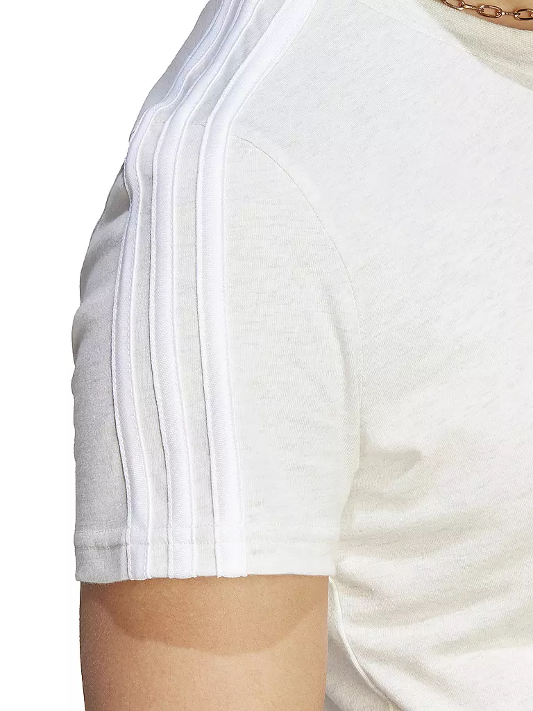 ADIDAS | Damen T-Shirt  LOUNGEWEAR Essentials Slim 3-Streifen | weiss