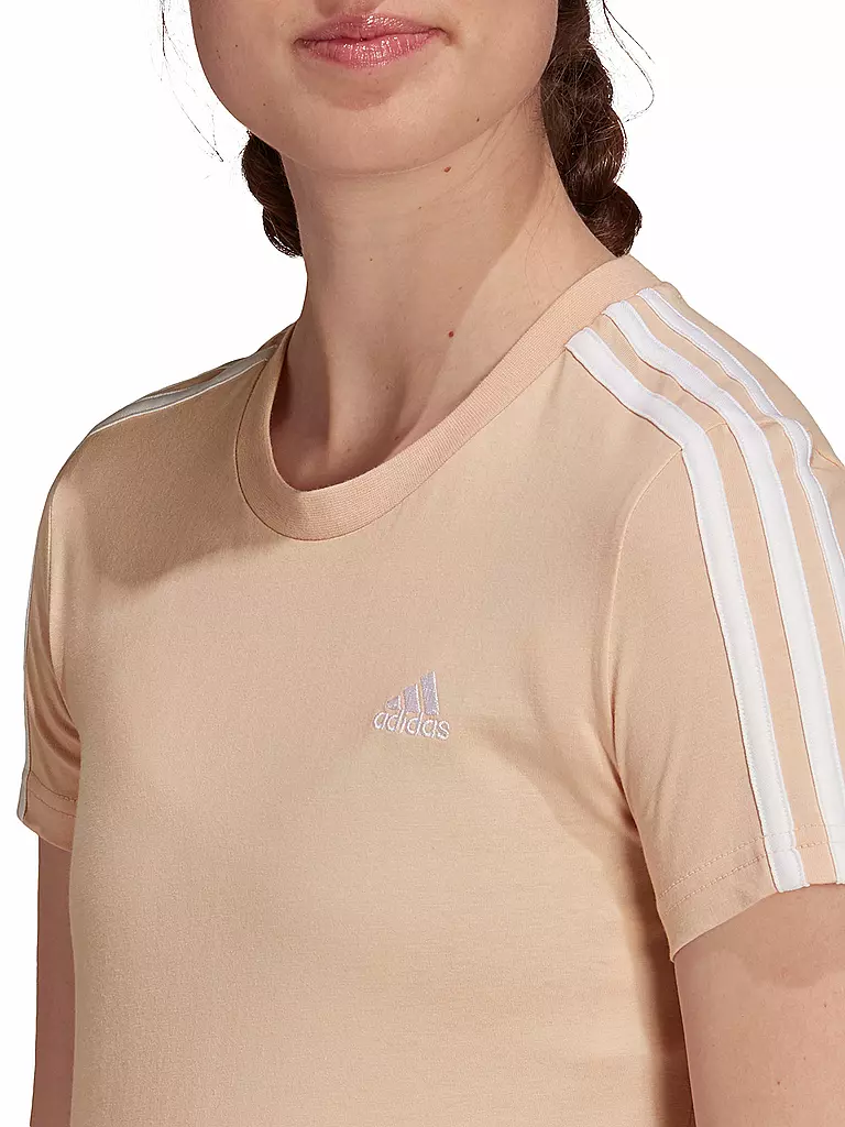ADIDAS | Damen T-Shirt LOUNGEWEAR Essentials Slim 3-Streifen | rosa