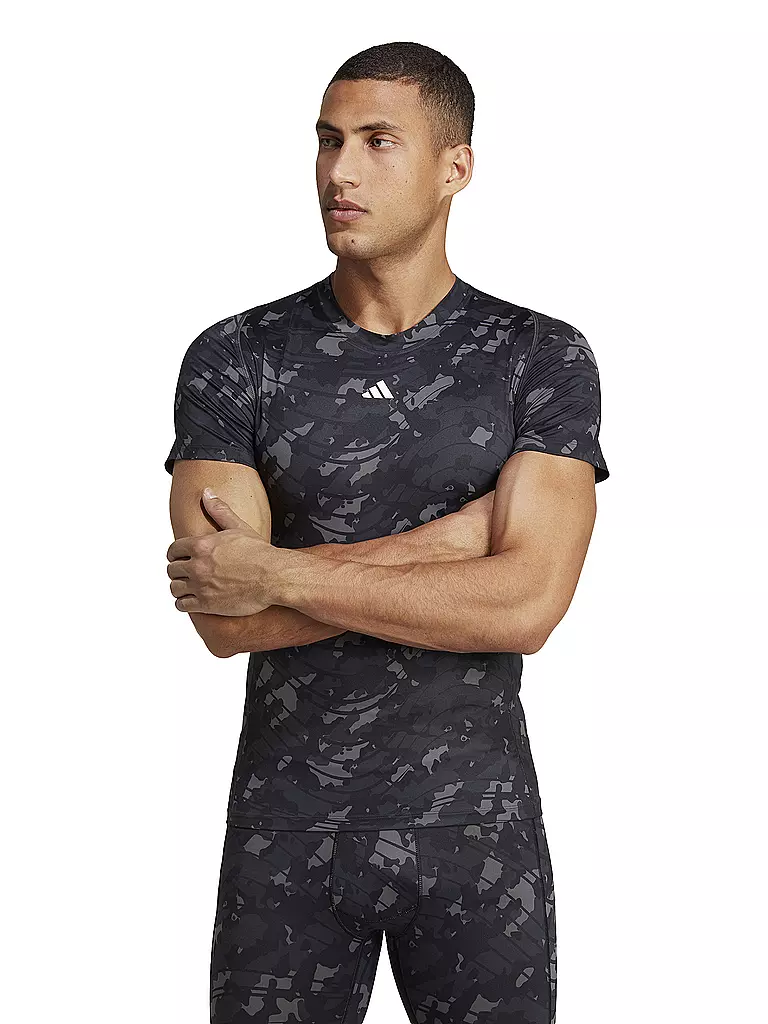 ADIDAS | Herren Fitnessshirt Techfit Allover Print | schwarz