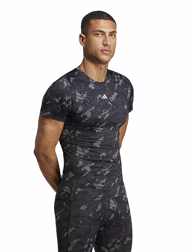 ADIDAS | Herren Fitnessshirt Techfit Allover Print | schwarz