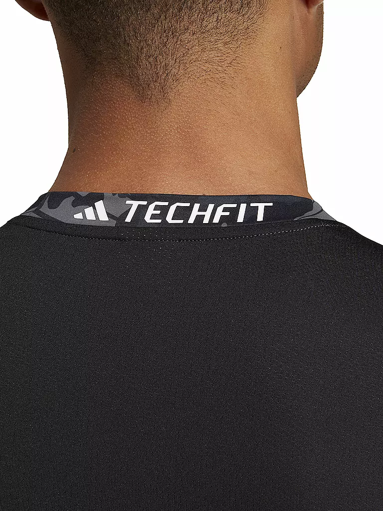 ADIDAS | Herren Fitnessshirt Techfit Allover Print | schwarz
