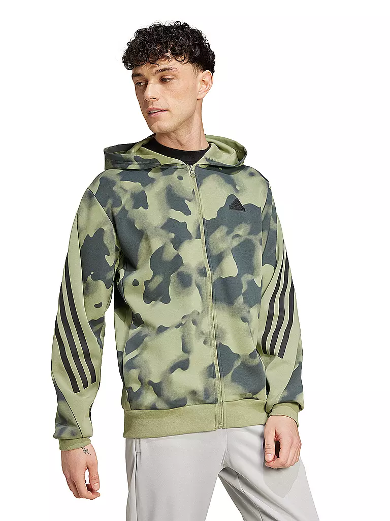 ADIDAS | Herren Kapuzenjacke Future Icons 3-Streifen Allover Print | olive