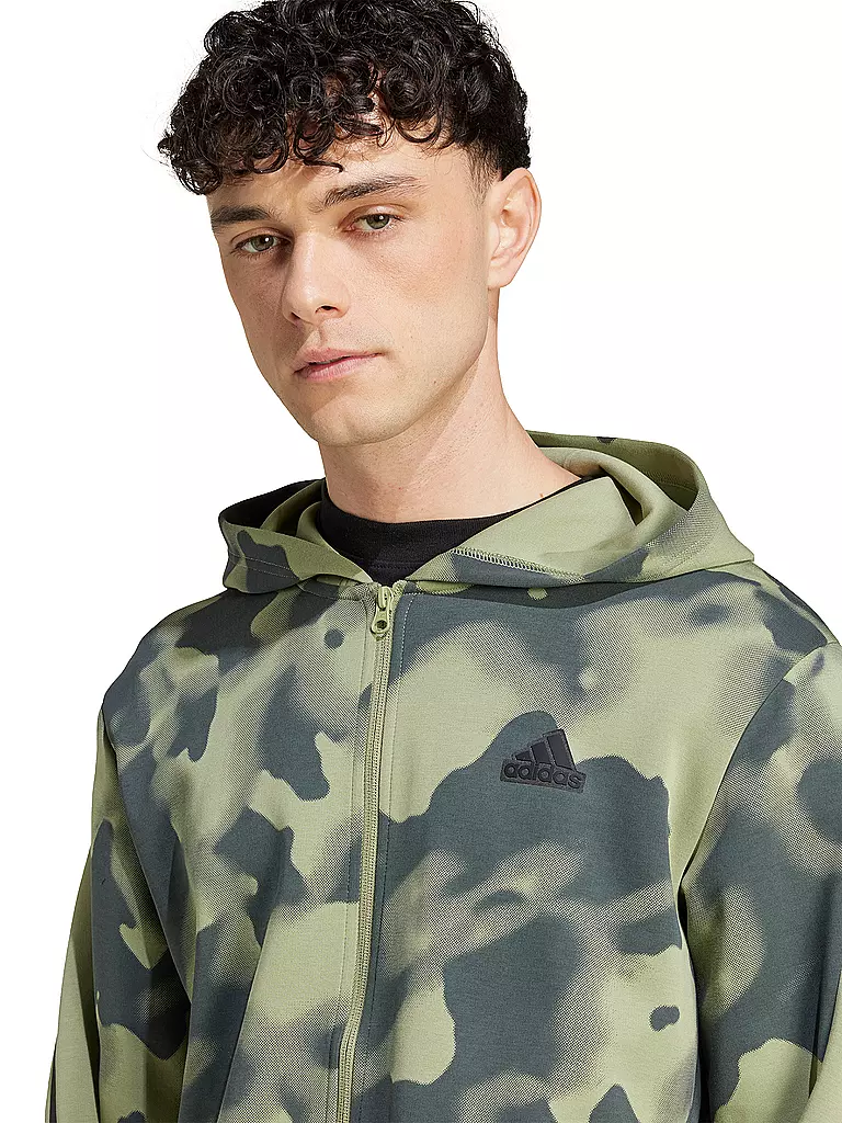 ADIDAS | Herren Kapuzenjacke Future Icons 3-Streifen Allover Print | olive