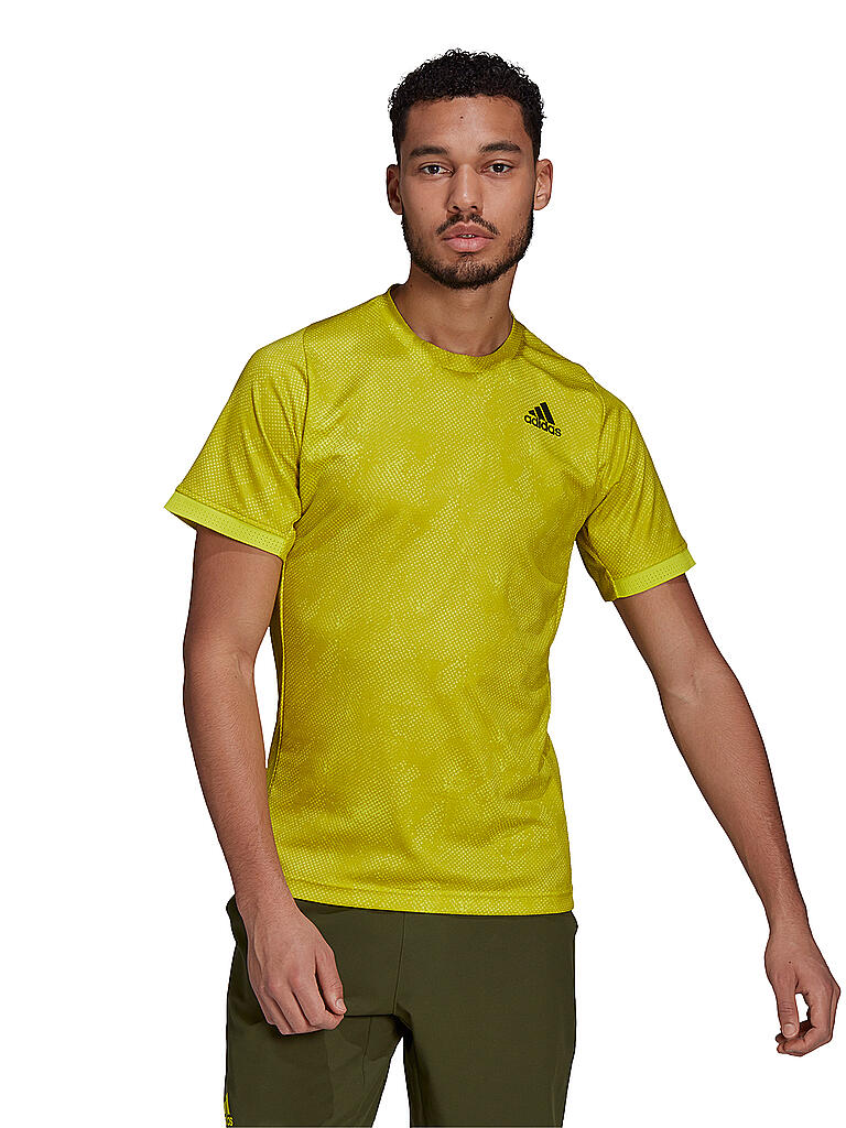 ADIDAS Herren Tennisshirt Freelift Printed Primeblue gelb | M