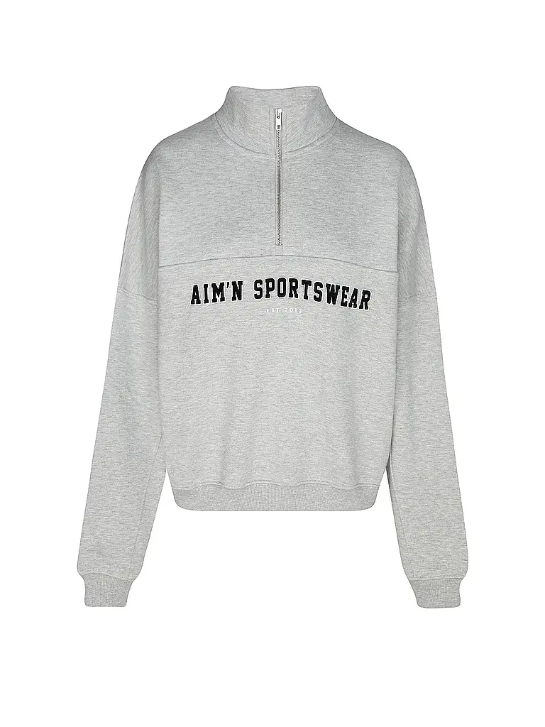 AIM'N | Damen Sweater Varsity mit Zip | grau